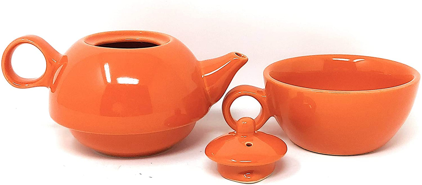Juego de Tetera y Taza Vintage Naranja