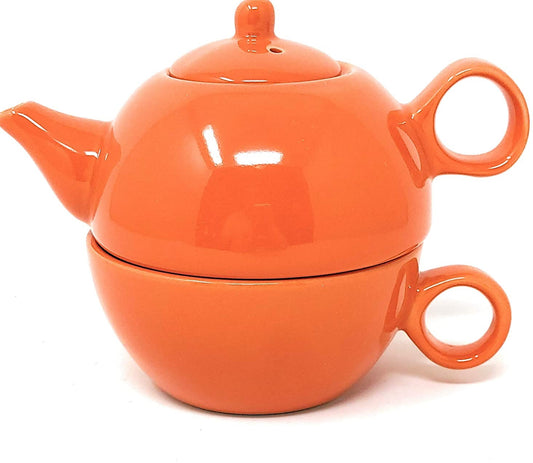Juego de Tetera y Taza Vintage Naranja